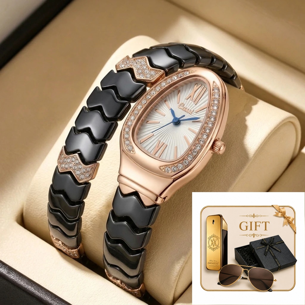 Luxury Watch Gold And Black - Set Regalo di 4 Orologi al