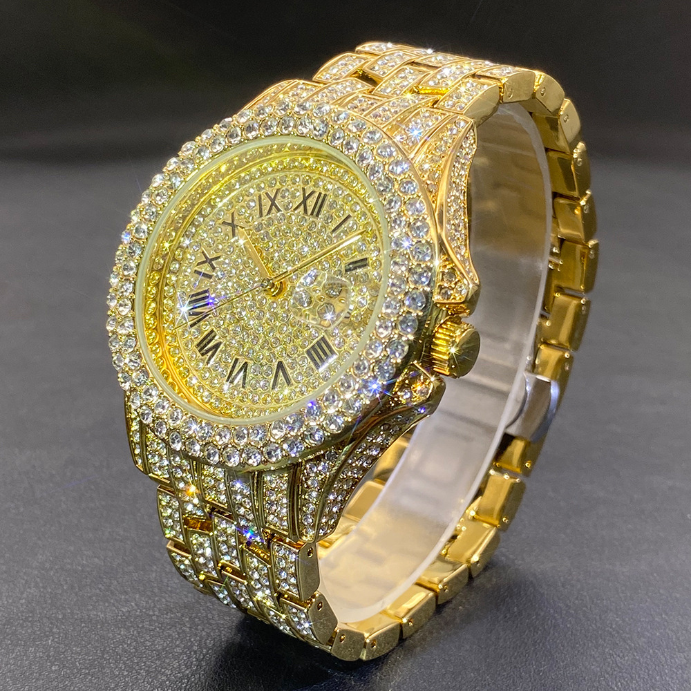 Luxury Watch Gold And Black - Orologio da Polso Grande in Oro,